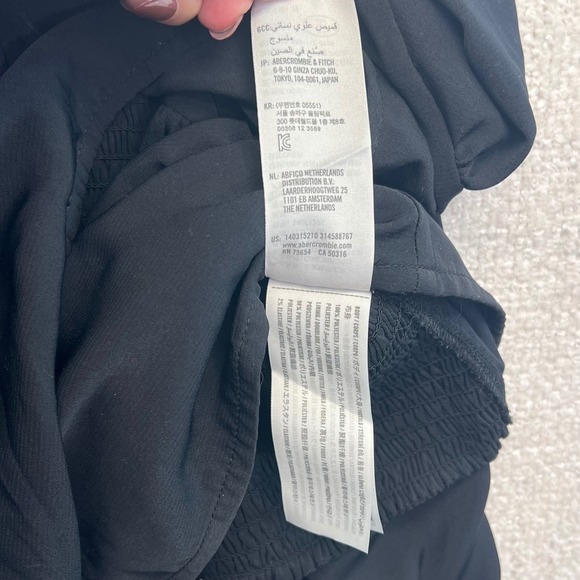 Abercrombie & Fitch Women's Square Neck‎ Tie Front Long Sleeve Top Black Medium - Picture 16 of 16